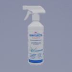 Flasche mit Aqua Electra Desinfektionsmittel, 500 ml, mit Sprühkopf für einfache Anwendung und effektive Hygiene.