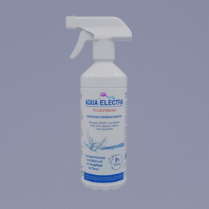 Flasche mit Aqua Electra Desinfektionsmittel, 500 ml, mit Sprühkopf für einfache Anwendung und effektive Hygiene.