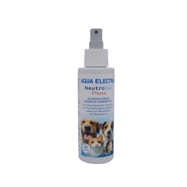Sprayflasche Aqua Electra für Haustiere, geeignet zur Pflege von Hunden und Katzen, mit pflegenden Inhaltsstoffen für ein gesundes Fell.