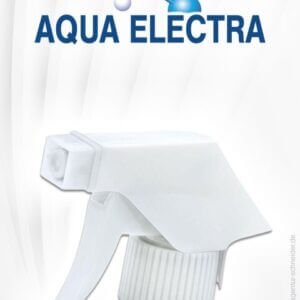 Sprühflasche von Aqua Electra auf weißem Hintergrund, ideal für die Anwendung von Reinigungs- oder Pflegeprodukten.